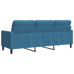 Sofa 3-osobowa, niebieski, 180 cm, tapicerowana aksamitem