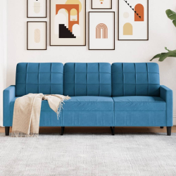 Sofa 3-osobowa, niebieski, 180 cm, tapicerowana aksamitem