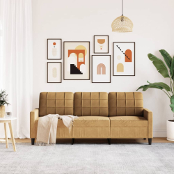 Sofa 3-osobowa, brązowa, 180 cm, tapicerowana aksamitem