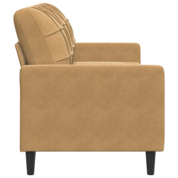 Sofa 3-osobowa, brązowa, 180 cm, tapicerowana aksamitem