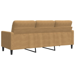 Sofa 3-osobowa, brązowa, 180 cm, tapicerowana aksamitem