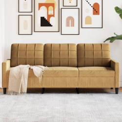 Sofa 3-osobowa, brązowa, 180 cm, tapicerowana aksamitem