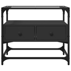 Szafka pod TV ze szklanym blatem, czarna, 60x35x51 cm