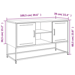 Szafka pod telewizor, czarna, 100,5x39x60,5 cm, stalowa