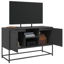 Szafka pod telewizor, czarna, 100,5x39x60,5 cm, stalowa