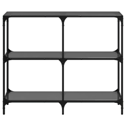 Stolik konsolowy z czarnym, szklanym blatem, 98x30x81 cm, stal