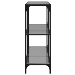 Stolik konsolowy z czarnym, szklanym blatem, 98x30x81 cm, stal