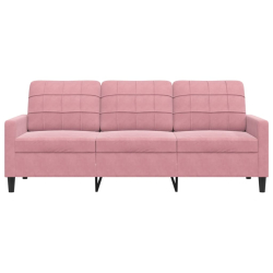 Sofa 3-osobowa, różowa, 180 cm, obita aksamitem