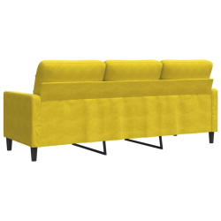 Sofa 3-osobowa, żółty, 180 cm, tapicerowana aksamitem