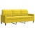 Sofa 3-osobowa, żółty, 180 cm, tapicerowana aksamitem