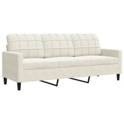 Sofa 3-osobowa, kremowy, 180 cm, tapicerowana aksamitem