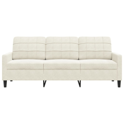 Sofa 3-osobowa, kremowy, 180 cm, tapicerowana aksamitem