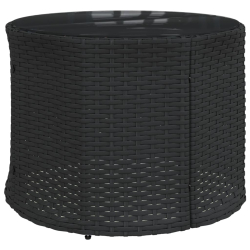 Sofa ogrodowa, stolik i poduszki, okrągła, czarny rattan PE