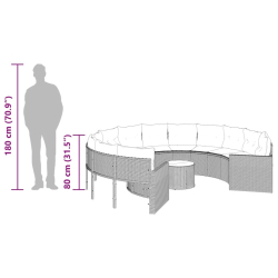 Sofa ogrodowa, stolik i poduszki, okrągła, beżowy rattan PE