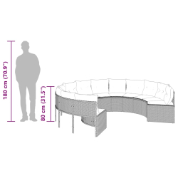 Sofa ogrodowa z poduszkami, okrągła, beżowy rattan PE