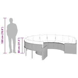 Sofa ogrodowa z poduszkami, okrągła, czarny rattan PE