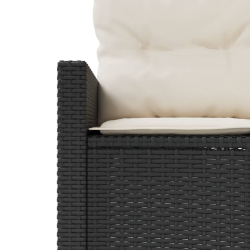 Sofa ogrodowa z poduszkami, półokrągła, czarny rattan PE