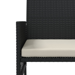 2-os. sofa ogrodowa ze stolikiem i stołkami, czarna, polirattan