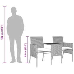 2-os. sofa ogrodowa ze stolikiem i stołkami, brąz, polirattan