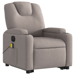Podnoszony fotel masujący, elektryczny, rozkładany, kolor taupe