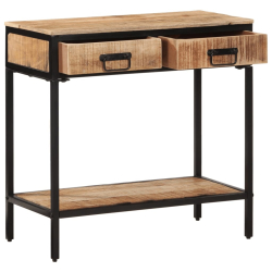 Stolik konsolowy, 70x35x70 cm, surowe drewno mango