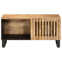 Stolik kawowy, 80x51x40 cm, surowe lite drewno mango