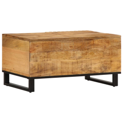 Stolik kawowy, 80x51x40 cm, surowe lite drewno mango