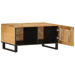 Stolik kawowy, 80x51x40 cm, surowe lite drewno mango