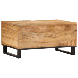 Stolik kawowy, 80x51x40 cm, surowe lite drewno mango
