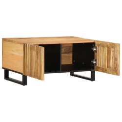 Stolik kawowy, 80x51x40 cm, surowe lite drewno mango