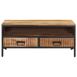 Stolik kawowy, 90x50x30 cm, surowe lite drewno mango
