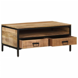 Stolik kawowy, 90x50x30 cm, surowe lite drewno mango