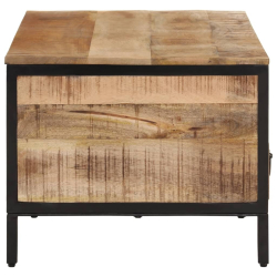 Stolik kawowy, 90x50x30 cm, surowe lite drewno mango