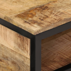 Stolik kawowy, 90x50x30 cm, surowe lite drewno mango