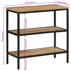 Stolik konsolowy, 70x35x70 cm, surowe drewno mango
