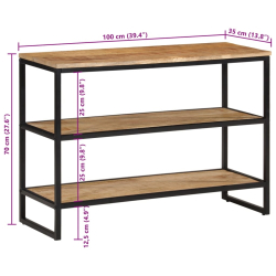 Stolik konsolowy, 100x35x70 cm, surowe lite drewno mango