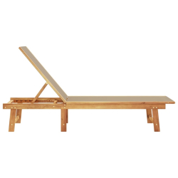 Leżak, taupe, lite drewno akacjowe i textilene