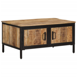 Stolik kawowy, 80x50x40 cm, surowe lite drewno mango