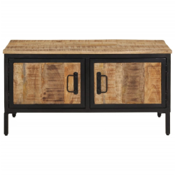 Stolik kawowy, 80x50x40 cm, surowe lite drewno mango