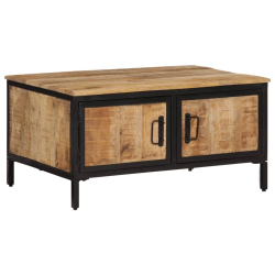 Stolik kawowy, 80x50x40 cm, surowe lite drewno mango
