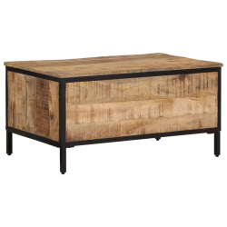 Stolik kawowy, 80x50x40 cm, surowe lite drewno mango