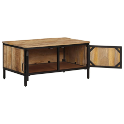 Stolik kawowy, 80x50x40 cm, surowe lite drewno mango
