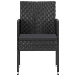 Krzesła ogrodowe z czarnymi poduszkami, 4 szt., czarne