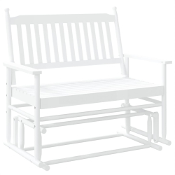 Ławka bujana, biała, 118x70x104,5 cm, lite drewno topolowe