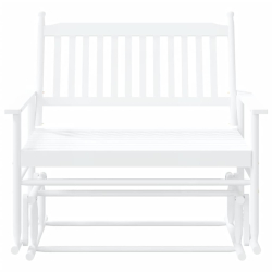 Ławka bujana, biała, 118x70x104,5 cm, lite drewno topolowe