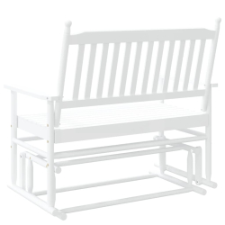 Ławka bujana, biała, 118x70x104,5 cm, lite drewno topolowe