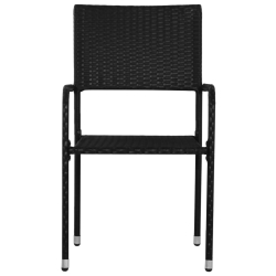 Krzesła ogrodowe, 2 szt., sztaplowane, czarne, polirattan