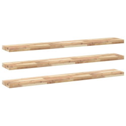 Półki ścienne, 3 szt., 140x20x4 cm, surowe lite drewno akacjowe