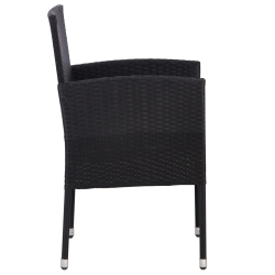 Krzesła ogrodowe z kremowymi poduszkami, 4 szt., czarne