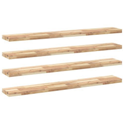 Półki ścienne, 4 szt., 120x20x4 cm, surowe lite drewno akacjowe